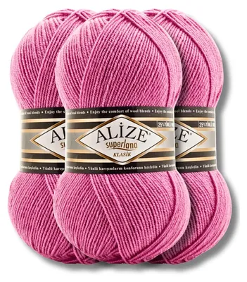 Produktbild von Alize 3x 100g Superlana Klasik Wolle, Uni, Häkeln, Stricken (178)
