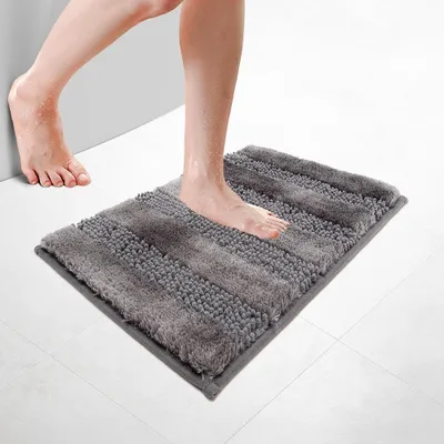Produktbild von VOUNOT® Chenille Badematte Rutschfeste, Mikrofaser Badezimmerteppich 40x60cm Grau