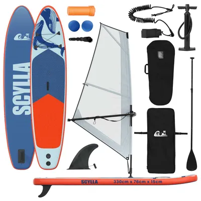 Image de vidaXL Planche de SUP gonflable avec voile SCYLLA 330 x 76 x 15 cm Bleu