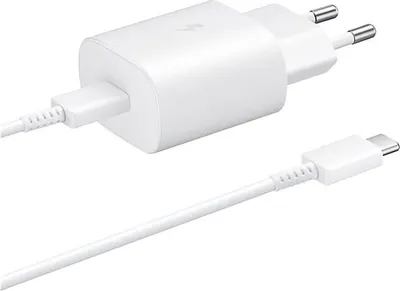 Image de Chargeur rapide Samsung USB-C avec câble, 25 W, blanc, en vrac