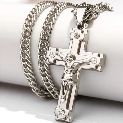 Produktbild von Elegante Kette mit Kreuz CR-38721 - Silber 60cm KP38721