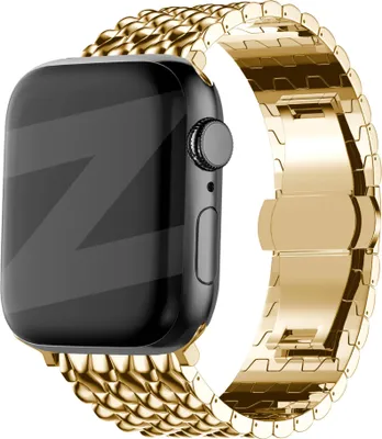 Produktbild von Bandz Stahlarmband Dragon passend für Apple Watch 1/2/3/4/5/6/7/8/9/SE - Größen: 38/40/41/42 mm - Inklusive Kürzungsset - Goldfarbenes