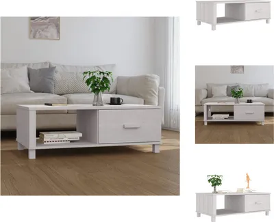 Produktbild von vidaXL Couchtisch HAMAR Weiß 100x55x35 cm Massivholz Kiefer -  Couchtische