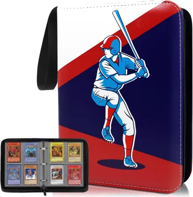 Produktbild von Baseball Kartenbinder 400 Karten Kapazität, Doppelseitiger Sammelalbum, Portable Sammelkarten Album Baseball, Heft für Karten mit 50 Seiten, Kunstleder