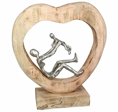 Produktbild von Gilde Skulptur "Kinderliebe" natur/silberfarben, Mutter mit Kind H: 30 cm B: 27 cm T: 9cm 81215