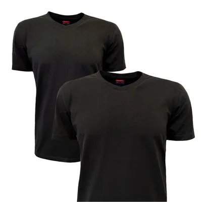 Produktbild von Herren-T-Shirt aus Baumwolle mit V-Ausschnitt Kurzarm-Sport-Shirt schwarz XXL