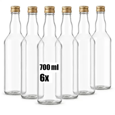 Produktbild von com-four® 6x Glasflaschen 700 ml mit Schraubverschluss zum Befüllen