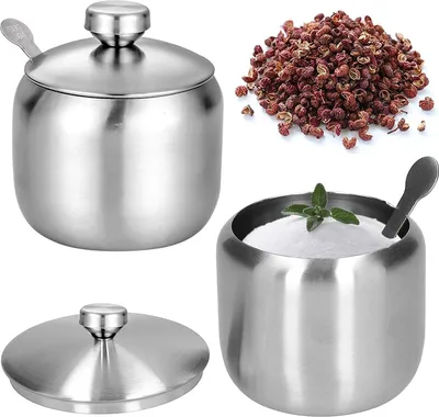 Produktbild von Zuckerbehälter mit Kräutertopf und Löffel - Multifunktional - 3 Stück - Edelstahl