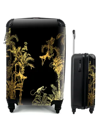 Produktbild von MuchoWow® Koffer Handgepäck Trolley Rollkoffer Kleine Reisekoffer mit 4 Rollen - Dschungel - Affe - Gold - Cabin Size < 55x40x23 cm & 55x40x20 cm - Fotokoffer - Kabinenkoffer - Boardgepäck - Reise-Box - Reisekoffer - Reisegepäck - Koffer mit Bild - Trolley für Kinder