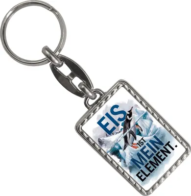 Produktbild von Eis ist mein Element Schlüsselanhänger mit Bordüre Pinguin im Eis