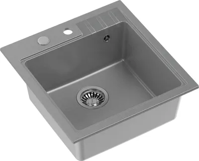 Produktbild von QUADRON Spülbecken 1-Becken Spüle | Größe: 50 x 52 x 20 cm | PETER 110 | Küchenspüle Granitspüle aus GraniteQ mit Siphon | Grau & Stahl