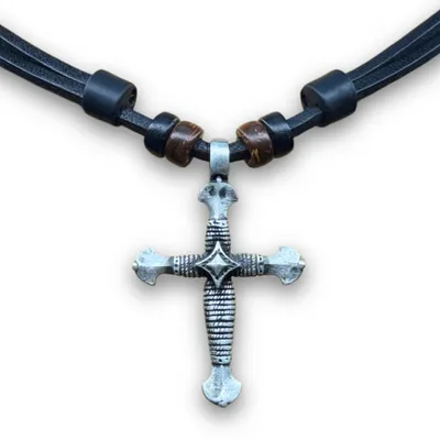 Produktbild von HANA LIMA | Kreuzkette Leder Surfer Kette Herren Damen Schmuck christlich