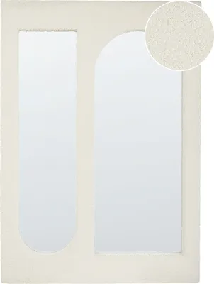 Produktbild von BELIANI Lustro ścienne złamana biel rama z płyty MDF tapicerowane materiałem boucle szkło 70 x 100 cm prostokątne nowoczesny styl dekoracyjna ozdoba wisząca