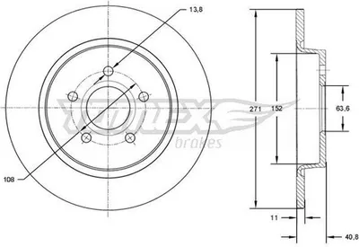 Produktbild von 2x TOMEX brakes Bremsscheibe TX 72-98 hinten für FORD FOCUS III Turnier 40 8mm