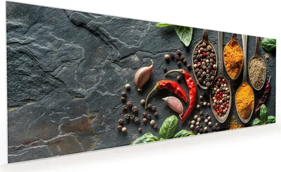 Produktbild von Küchenrückwand Spritzschutz Glas mit Motiv Küchengewürze 40 x 40 cm