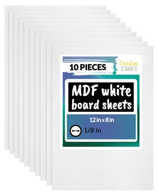Productafbeelding van Creative Deco 10 x A4 MDF - Plaat, Wit, 300 x 210 x 3 mm