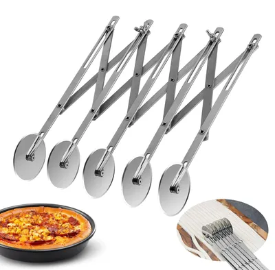 Produktbild von Omgoods – Pizzaschneider mit verstellbarem Schneidrad und mehreren Rädern