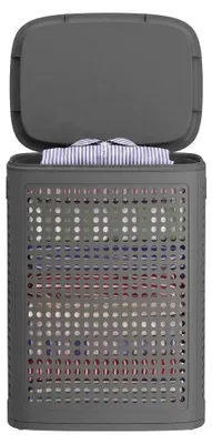 Productafbeelding van Wasmand van kunststof, 75 liter, donkergrijs, afmetingen 33x42,5x57 cm