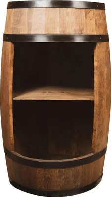 Image de Holzfass Hausbar - Armoire à vin de style rétro - Bar en fût de vin - Étagère à vin en bois - Bar en bois, hauteur 80 cm - Meubles élégants, décoration pour salon - Bar en fût, table d'appoint et porte-bouteilles (wengé)