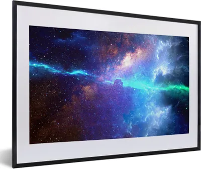 Produktbild von MuchoWow® Gerahmtes Poster Leerzeichen - Blau - Grün 60x40 cm - Poster mit Schwarzem Bilderrahmen Wandposter Rahmen Foto Bilder - Schlafzimmer - Plakat in Rahmen - Drucken