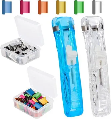 Produktbild von Tragbare Papierklammer Clip Dispenser Blauw 2er Set