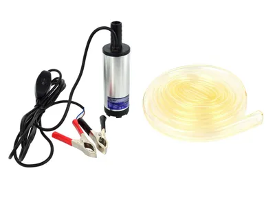 Produktbild von BSD Kraftstoff Umfüllpumpe - Kraftstoff Wasser Öl Diesel Tauchpmpe, Kraftstofftransferpumpe, Dieselpumpe, Ölpumpe - 3m Schlauch - 37mm - 12V 40W