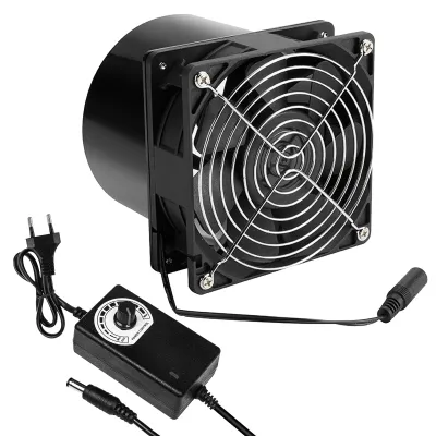 Obrázek produktu pro Potrubní ventilátor - 12 V DC - 250 CFM - S regulátorem otáček - Průmyslový odsávací ventilátor pro kuchyni a garáž