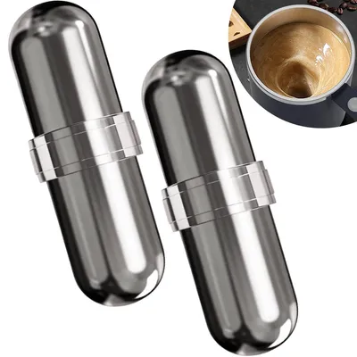 Produktbild von 2 Stück Magnetischer Rührstab, Edelstahl, magnetischer Rührstab, automatisch rührender Becherstab, selbstmischender Kaffeebecher-Magnet