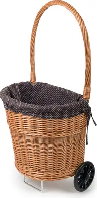 Produktbild von JIPRO® Einkaufskorb aus Weide auf Rollen Madam III.. - Weidenkorb - B 45 x T 29 x Korbhöhe 48 / Höhe mit dem Griff 90(cm)
