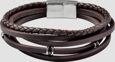Produktbild von Akzent Armband aus Kunstlederion mit Edelstahlelementen, dunkelbraun