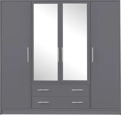 Obrázek produktu pro Šatní skříň 200x190x56cm SMART SRL1 Šatní skříň 4 dveře 2 zásuvky antracitová