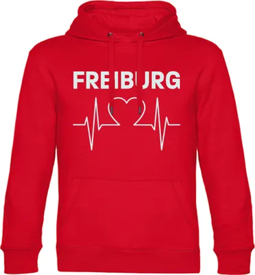 Produktbild von multifanshop Kapuzen Sweatshirt - Freiburg - Herzschlag, rot, Größe XL