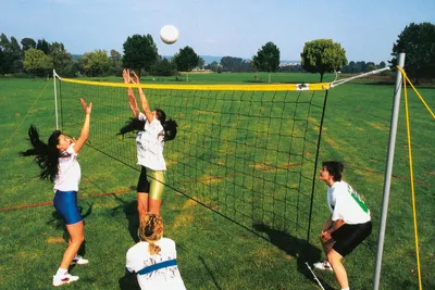 Produktbild von Freizeit-Set für Volleyball und Fußballtennis neongrün Normalfeld