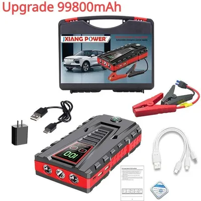 Immagine prodotto di Powerbank per avviamento auto - Dispositivo di avviamento 12 V - Corrente di picco 5000 A - Oltre 30000 mAh - Per benzina e diesel - Avviatore di emergenza - Portatile - Standard