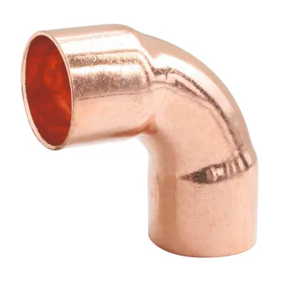 Productafbeelding van SOMATHERM VOOR U - Koperen bocht met grote radius, 90°, met dubbele manchetverbinding - Voor koperen buis met diameter 10 mm - Verpakking met 2 stuks