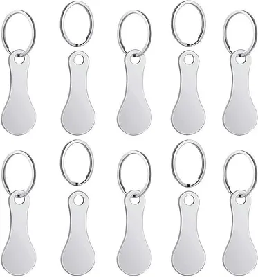Produktbild von 10pcs Einkaufswagenlöser Metall Einkaufschip Schlüsselanhänger Einkaufswagenlöser Personalisiert Rostfreier Stahl Einkaufswagenchip Utility Gadget für Einkaufswagen (Silber)