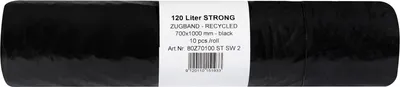 Produktbild von Müllsäcke Polyethylen 120 Liter, 45 my 700 x 1000 mm mit Zugband schwarz