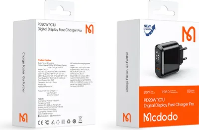 Immagine prodotto di Caricatore Di Rete Universale Mcdodo, Pd 20W 2Xusb, Usb-C Lcd Ch-7170