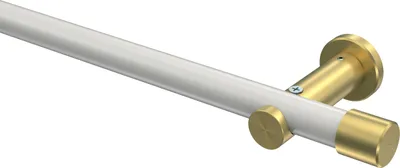 Produktbild von Interdeco Gardinenstange / Vorhangstange Weiß / Messing-Optik, Typ Platon Santo (Kappe) ohne Ringe, 20 mm Ø 1-läufig, 100 cm