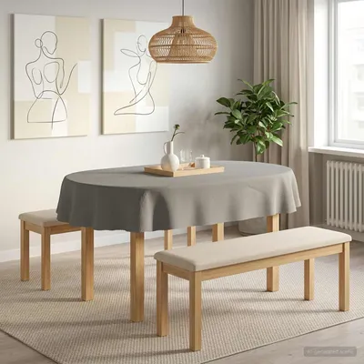 Produktbild von Tischdecke 5 stk. Oval Hellgrau 95 x 220 cm