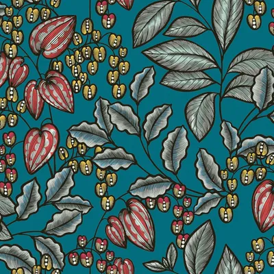 Produktbild von Profhome 377542-GU Blumen Vliestapete Floral matt blau gelb rot 5,33 m2
