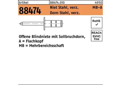 Produktbild von Gesipa PolyGrip Mehrbereichsschaft-Blindniete Stahl/St. verzinkt 3,2 x 11 S 1000 Stk