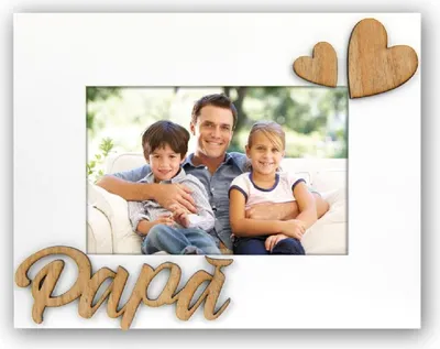 Produktbild von ZEP LORENZO Holzrahmen Weiß 'Papa' 3D-Herzen 10x15 cm