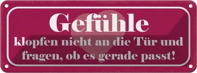 Produktbild von vianmo Blechschild 10x27 cm Gefühle klopfen nicht an die Tür Spruch Zitat