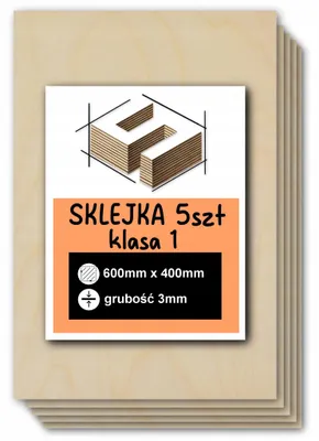 Immagine prodotto di 5x Compensato di betulla 400 × 600 × 3 mm, qualità 1/2 - laser, CNC, incisione, modellismo e fai da te