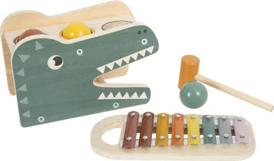 Produktbild von Xylophon-Trommelspielzeug Safari – Holzspielzeug zum Ankloppen und Musizieren – Ab 12 Monaten