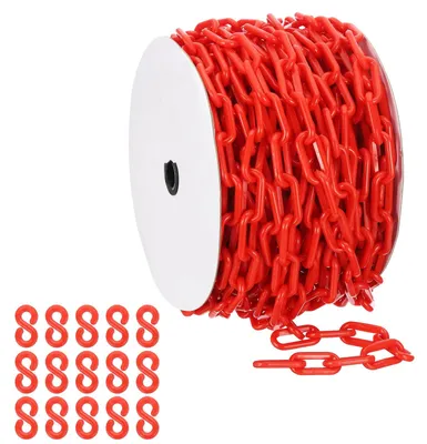 Kunststoffkette rot, 35 m, 8 mm, mit 15 Haken, Absperrkette