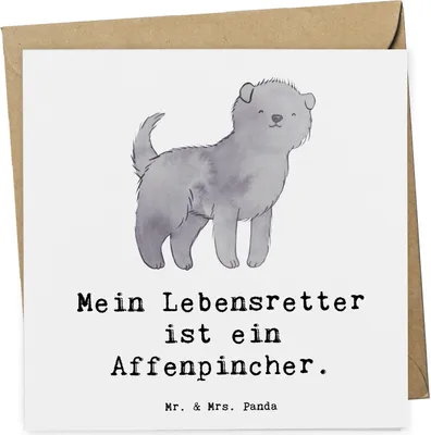 Produktbild von Mr. & Mrs. Panda Grußkarte Affenpincher Lebensretter - Weiß - Geschenk, Klappkarte, anlasskarte, faltkarte, Glückwunschkarte, doppelkarte