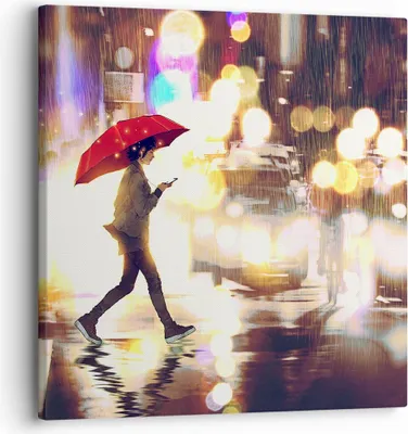 Produktbild von Bild auf Leinwand - Leinwandbild - Stadt Straße Nacht - 30x30cm - Wand Bild - Wanddeko - Wandbilder - Leinwanddruck - Bilder - Kunstdruck - Wanddekoration - Leinwand bilder - Wandkunst - AC30x30-4016