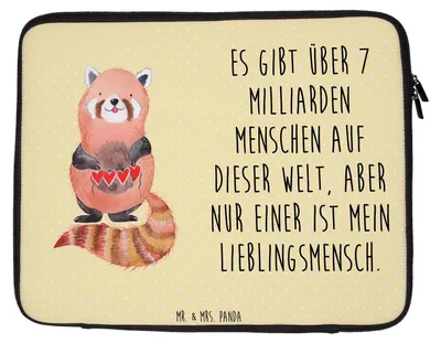 Produktbild von Mr. & Mrs. Panda Hülle Laptop Roter Panda 33 x 42 cm - Gelb Pastell - Geschenk, Lieblingsmensch, Herz, Tasche, Rot, Notebook, Case, Lustige Sprüche, Sleeve, Laptoptasche